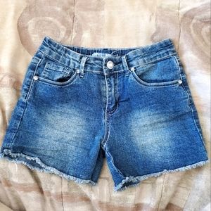 Rhinestone detail cut-off jean shorts 5 pocket Stretchy